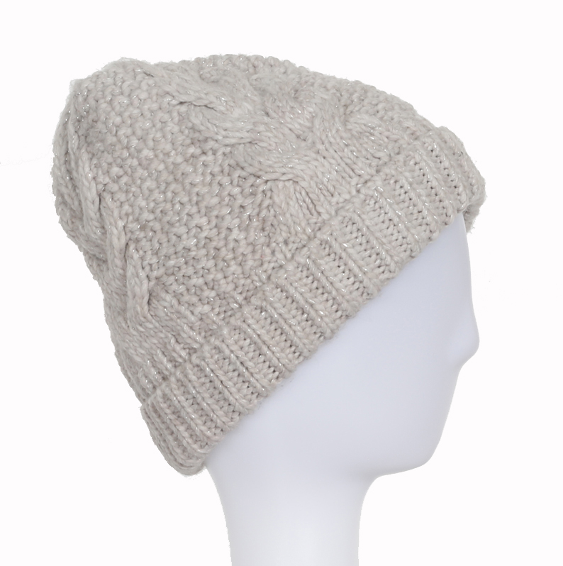 Wholesale Acrylic Customized Knitted Beanies with Metal Yarn
