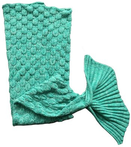 Promotional Gift Knitted Acrylic Fabric Mermaid Tail Blanket for Kids and Adults 