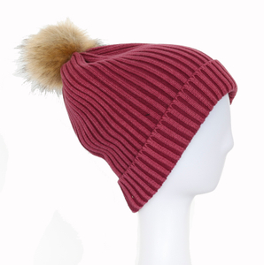 2018 New Design Wholesale Customized Simple Beanie Knitted Winter Cuffed Hat with Ball 