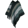Women Winter Fashion Plaid Jacquard Knitted Ponchos Shawl 