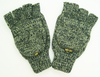 Wholesale Customized Warm Fingerless Glove with Leather Acrylic Knitted Winter Glove with Pocket