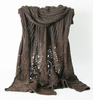 100% Acrylic Customized Wholesale Lady Fashion Knitted Scarf With Sequin Patch 